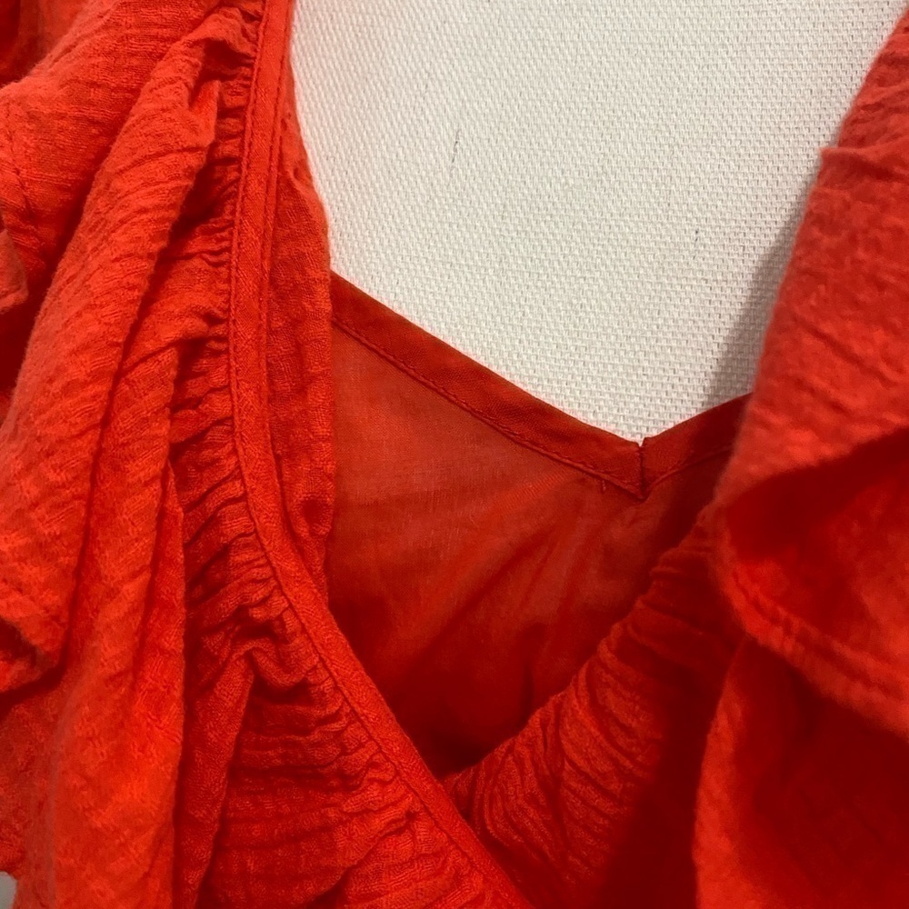 J.Crew Dobby Crinkle Ruffle Wrap Dress Sz S - Picture 6 of 7